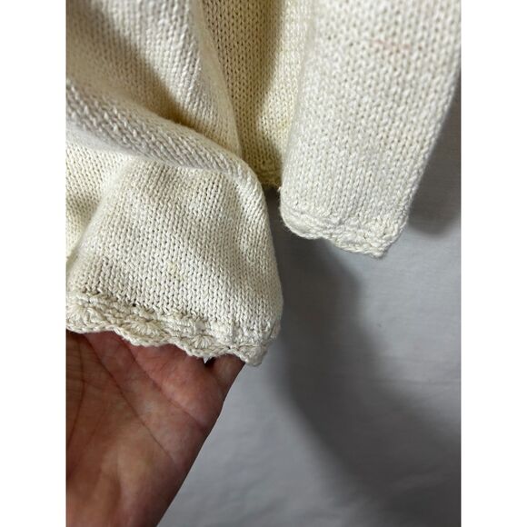 Vintage Work In Progress Ivory Red Floral Christmas Tree 3/4 Sleeve Sweater Sz M - Picture 9 of 13